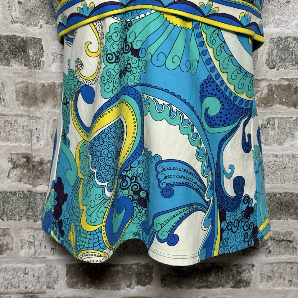 Top de natación Trina Turk para mujer talla 10 Ipanema Tankini (solo) azul cachemira halter boho Foto 3 de 4