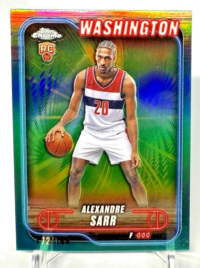 2024-25 Topps Chrome Alexandre Sarr Aqua Refractor Rookie Card #136 /199