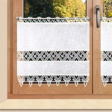 Landhausgardine  Rebecca mit Plauener Spitze® weiß 60 cm Scheibengardine 3590