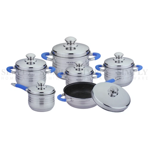 Stainless Steel Induction Ceramic Cookware Set Casserole Frypan Saucepan 12 Pcs