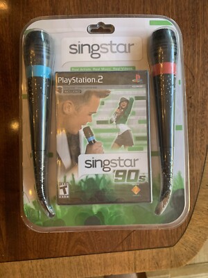 SingStar '90s (Sony PlayStation 2, 2008) New, Sealed, 2 Microphones, Promo
