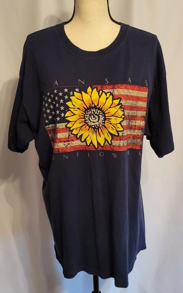 Camiseta Vintage Años 90 Americana Kansas Girasol XL 100% Algodón Foto 4 de 4