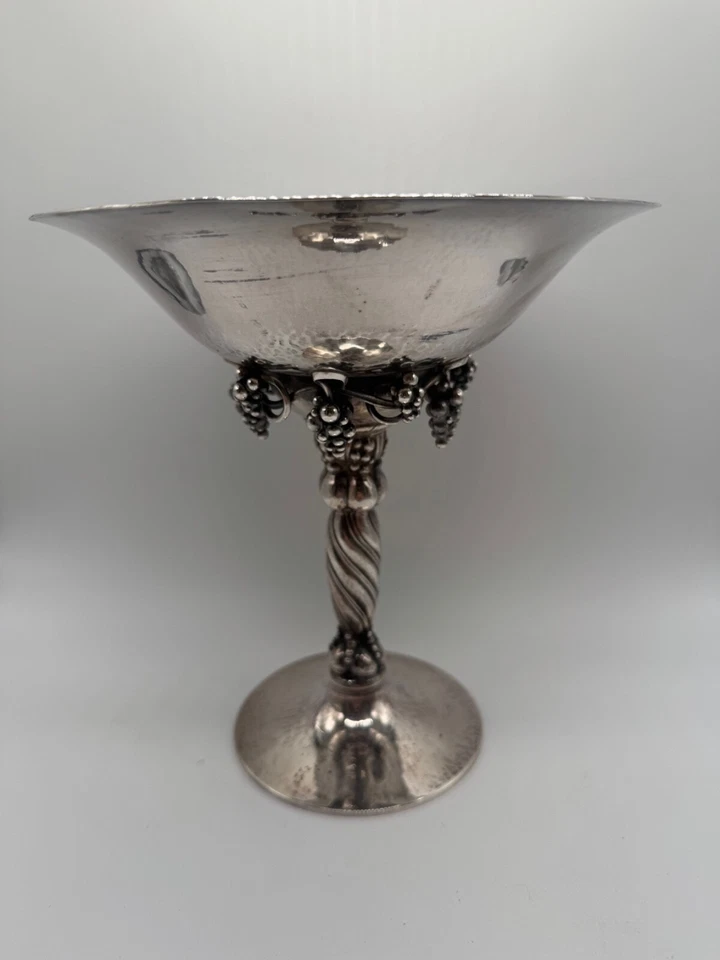 Antigua compota de uva Georg Jensen de plata de ley 263B Tazza circa 1915-1930 Foto 3 de 4