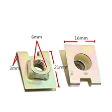 10pcs 6mm Hole Spring Metal Plate U-Type Clips Speed Nuts for Car Panel Fender