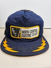 Vintage USA MADE REC North Central Electric Co Op Trucker Hat Snapback Cap