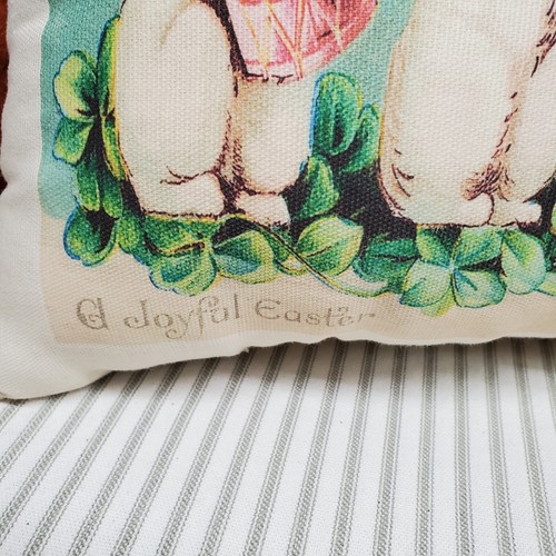 ADORABLE OLD VINTAGE PRIMITIVE SHABBY STYLE MUSICIAN BUNNY RABBIT EASTER PILLOW - Picture 7 of 10