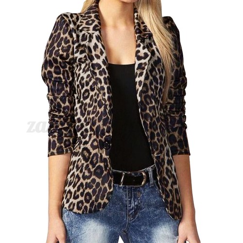 ZANZEA Women Long Sleeve Button Down Jacket Coat Leopard Print Loose Blouse Tops - Picture 15 of 15