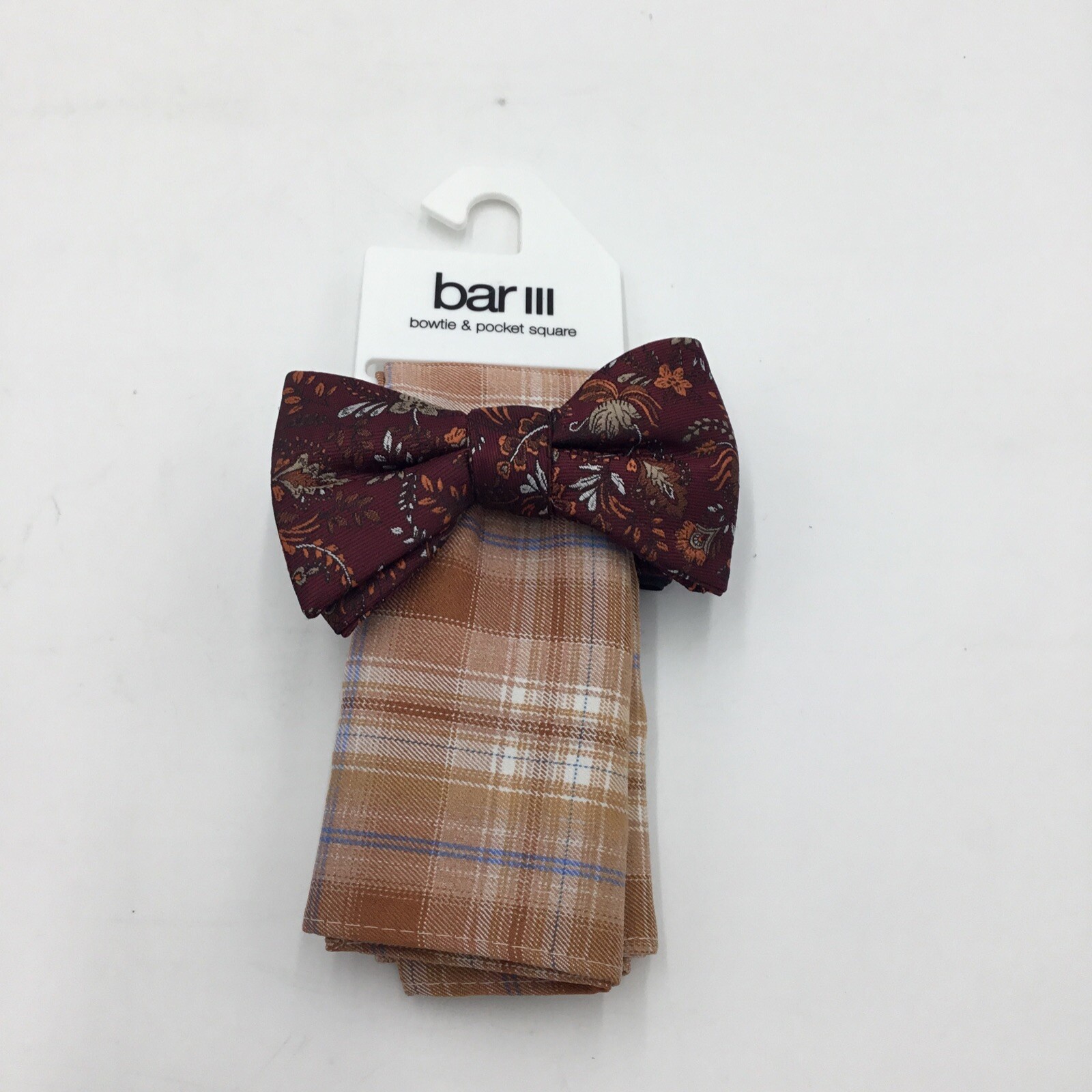 Мужской бордовый галстук-бабочка с цветочным узором Пейсли и карманный платок Bar III- OS 3590₽