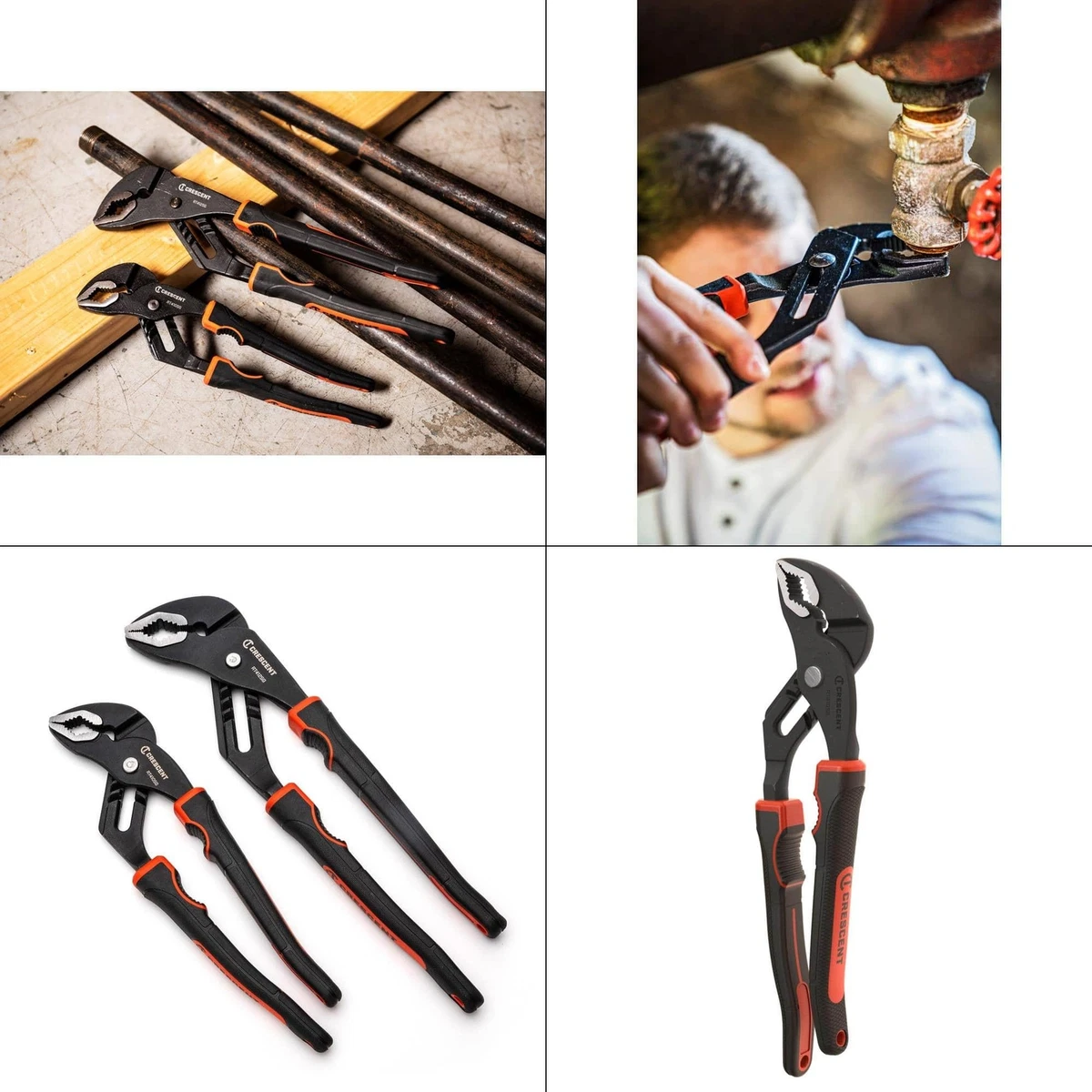 10 In. 12 In. Dual Material Tongue And Groove Plier Set With Grip Zone V jaw