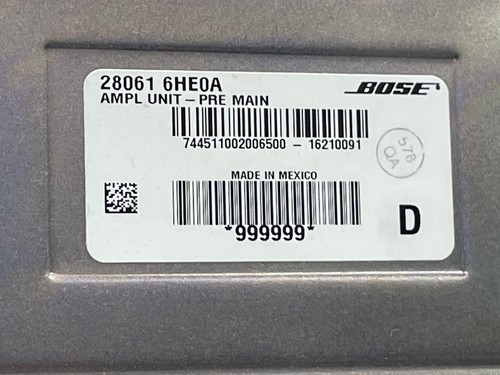 2017 Infiniti Q50 Amplifier Audio System Bose Manufactured 280616H30A 2018 2019 - Picture 2 of 6