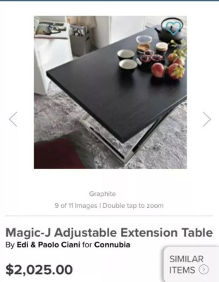 Adjustable Extension Table $2,025 By Connubia Majic J Brown Wood & Metal Italy