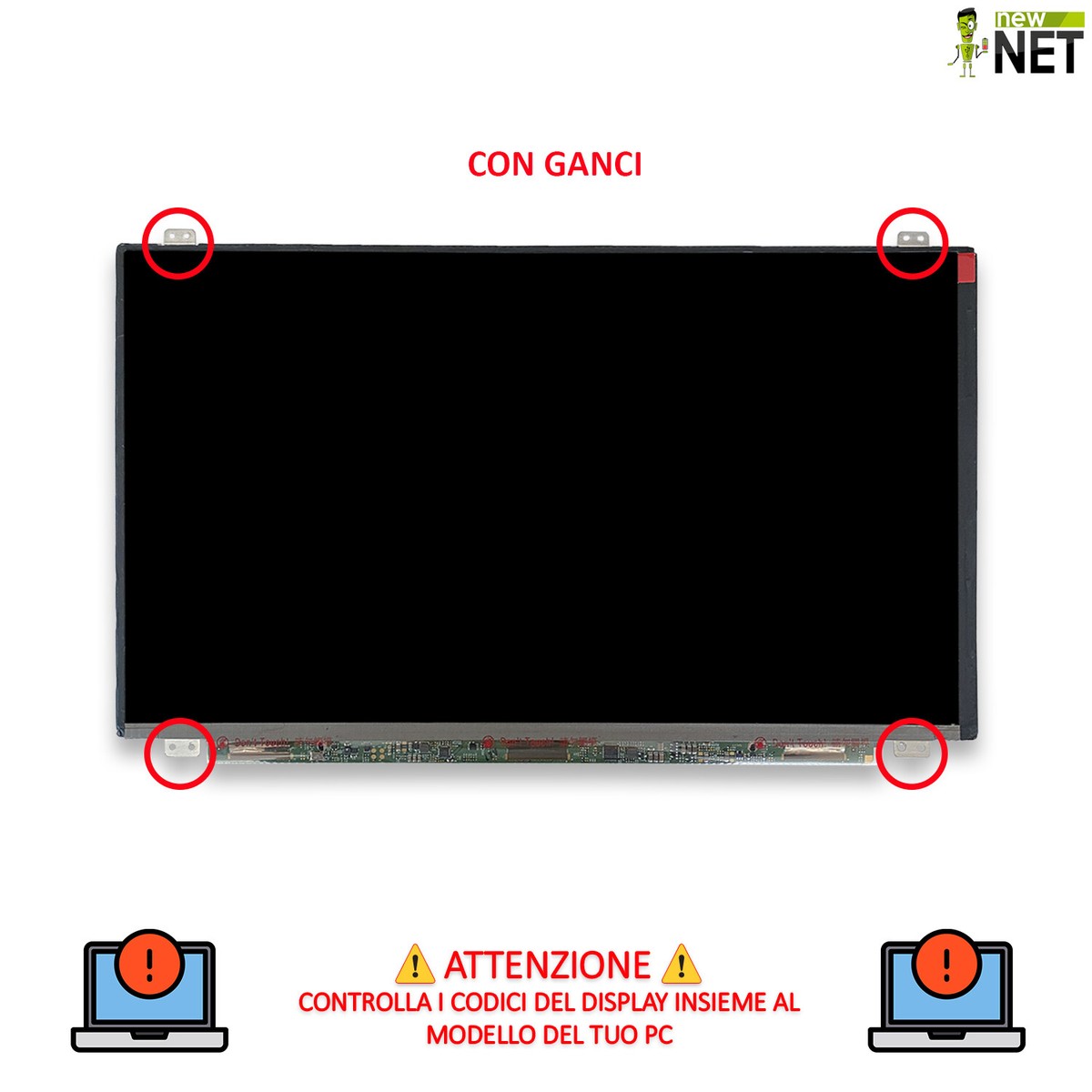 Schermo LCD 15,6" HD Per Laptop - NT156WHM-N10 V8.0 - 1366x768, 40 Pin, Lucido, Pannello Di Ricambio