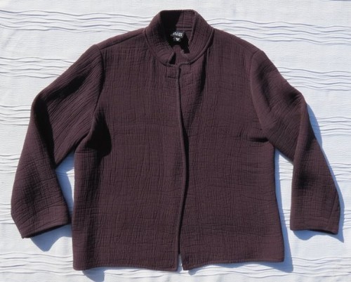 Eileen Fisher US Gr. XS lila waschbar strukturiert Rayon Seide magnetische Jacke Top - Bild 3 von 7