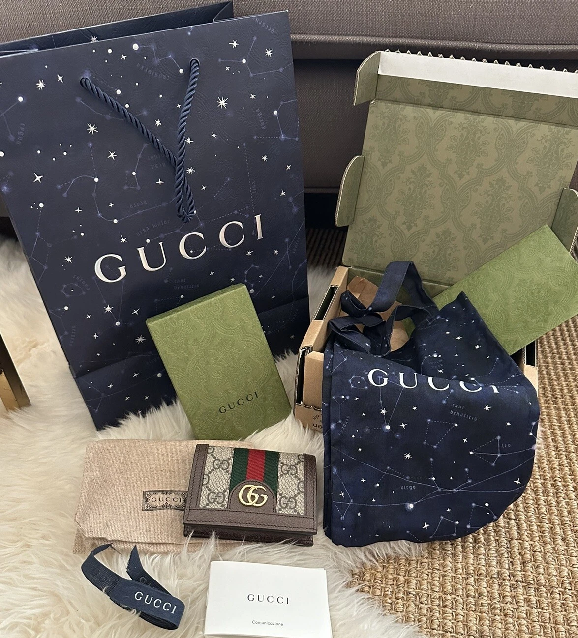 NOUVEAU ÉTUI CARTE GUCCI OPHIDIA GG PORTEFEUILLE GG SUPREME COMPACT