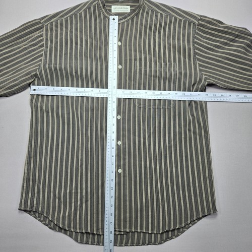Leo Chevalier Striped Band Collar Casual Dress Shirt Mens L/G - Bild 5 von 5