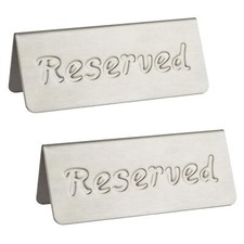 2 Pack Small Reserved Table Signs for Restaurants Stainless Steel Tent Sign