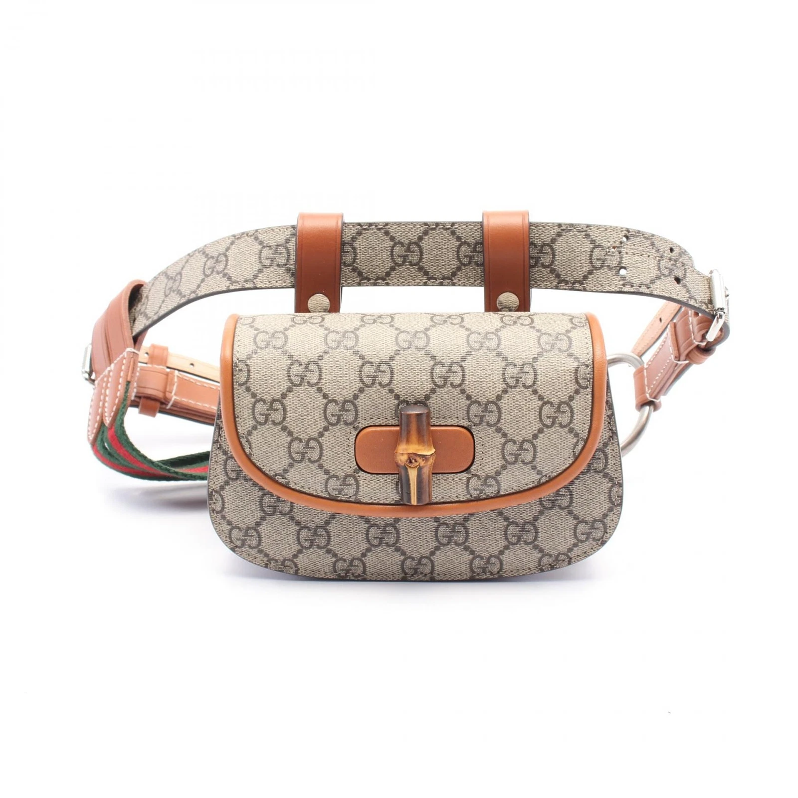 GUCCI Bamboo 1947 Mini Ceinture Taille Bum Bag 681137 Toile Cuir Beige Marron Occasion