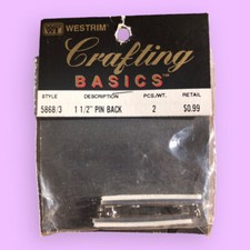 Vintage Westrim Crafting Basics 1 1/2" PIN BACK 2 Pieces Jewelry Craft 5868 NOS