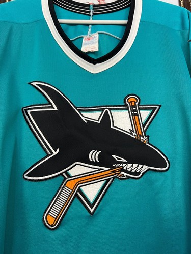 Vintage 90's CCM San Jose Sharks NHL Jersey Mens Shirt Rare Ice Hockey Size XL - Picture 5 of 13