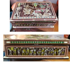 Antique Egyptian Revival Rosewood Box Marquetry Inlay Mother of Pearl