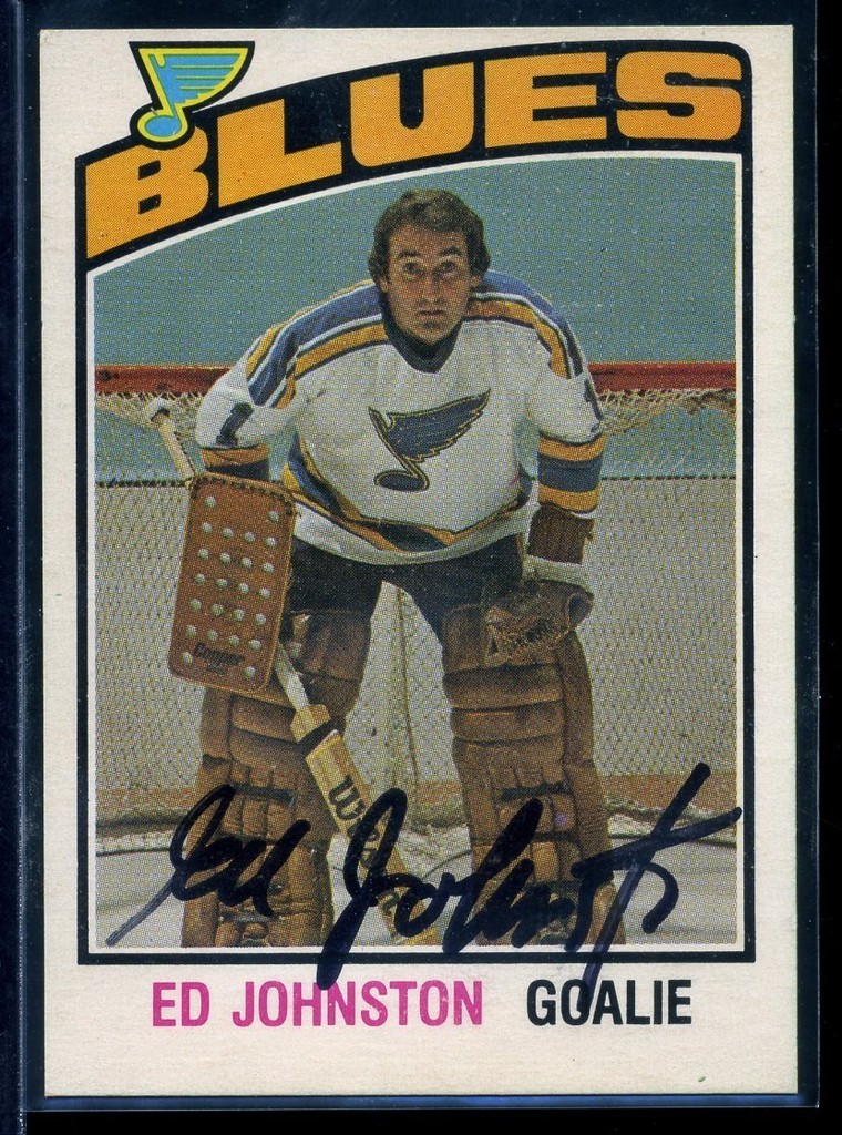 Ed Johnston signed autographed Auto 1976-77 O-Pee-Chee Hockey card #285 Blues