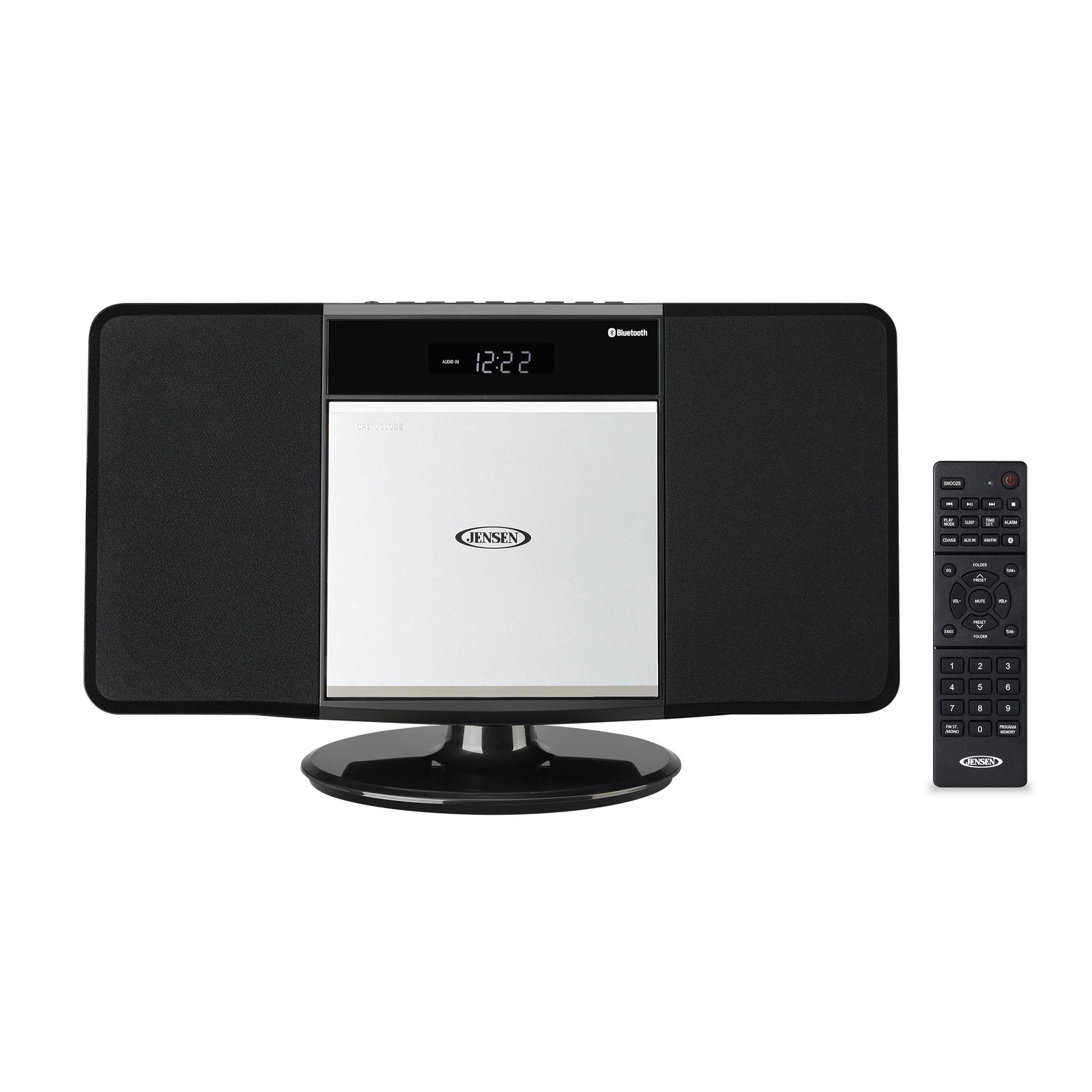Jensen JBS-300 Modern Bluetooth Stereo Music System for Home Platinum Silver 