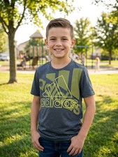 Adidas Youth Boys' Stay Dry Moisture-Wicking Aeroready Gray T-Shirt size Med