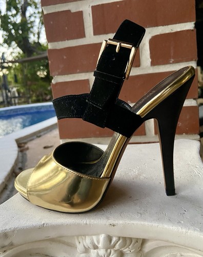 LUXUS REBEL. GOLDFARBENE & SCHWARZE HEELS — GRÖSSE 8 8,5 - Bild 2 von 14