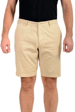 Hugo Boss Men's Slice-Short Beige Geometric Print Flat Front Shorts US 34R IT 50