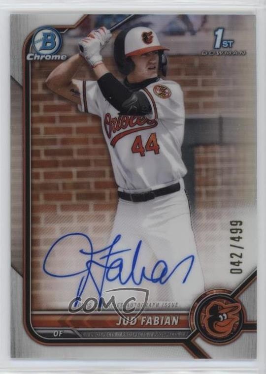 2022 Bowman Draft Chrome Pick Refractor 42/499 Jud Fabian #CDA-JF Auto 0wl1