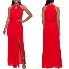 XSCAPE High Slit Lined Halter Full-Length Formal Gown Dress Sleeveless 14 NWT