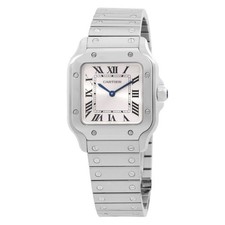 Cartier Santos Small Model Quartz Silver Dial Watch WSSA0082