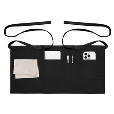 Server Apron with 3 Pockets, Waiter Waitress Waist Apron, Half Short