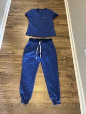 Figs Women's Size XS Top  Pants Size Small Blue Scrub Pants Top Set