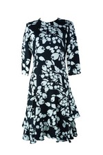 Carolina Herrera Mid-Length And White Floral Dress Women Black Size 2