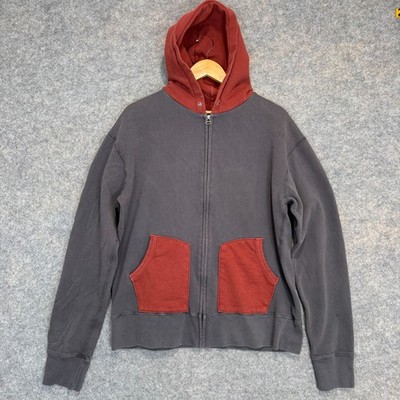 Alexander Yamaguchi Designer Hoodie Mens XL Full Zip Gray Red Sweatshirt USA