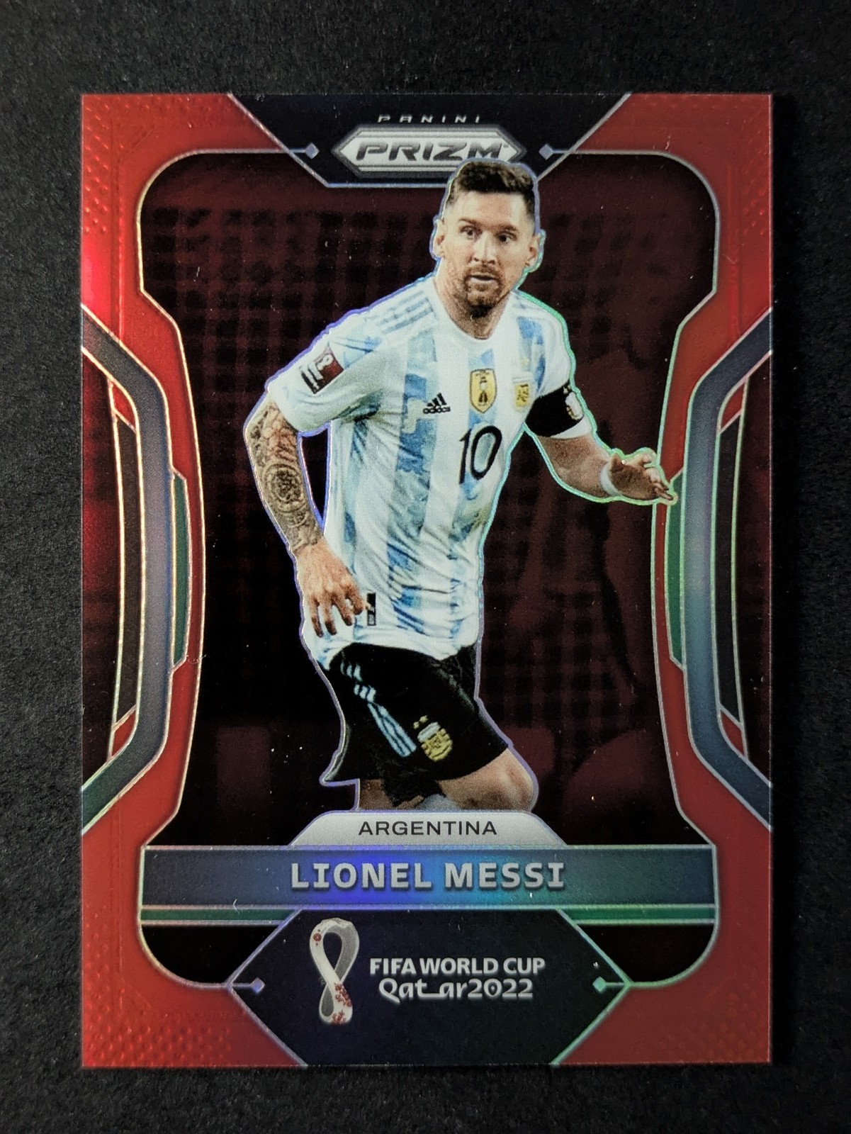 2022 Panini Prizm W/C Qatar LIONEL MESSI 12/399 Red Prizm Argentina #7