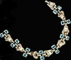 TRIFARI Sterling Alfred Philippe Deco Aquamarine & Pavé Rhinestone Link Bracelet — photo 2
