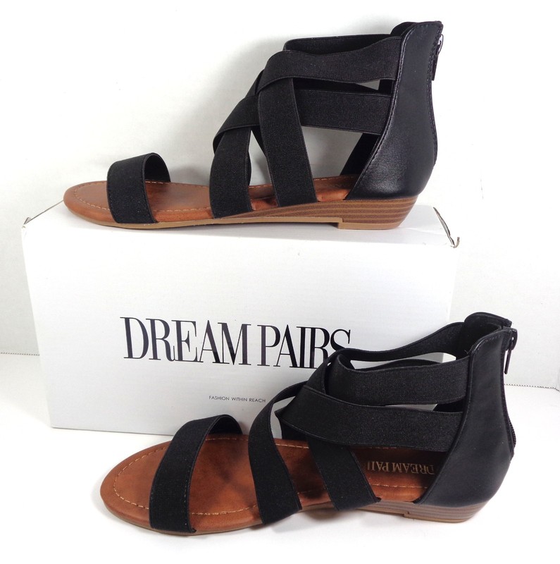 Womens Ankle Straps Flat Sandals Elastic Cross Gladiator Sandals Size 7
