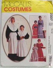 McCall's 2337 Girl's Pilgram, Pioneer, Colonial costume pattern, 10, 12, uncut