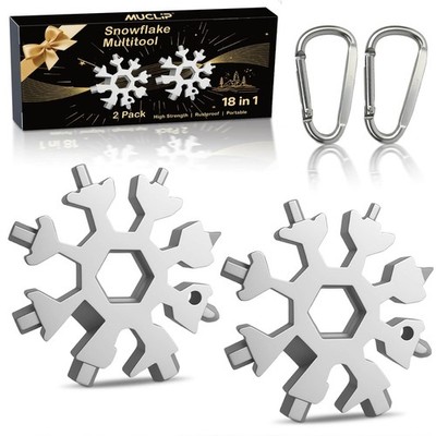 Stocking Stuffers for Men 2025,18-in-1 Snowflake Multi Tool 2 Pack,White Elep...