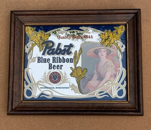 Pabst Blue Ribbon Vintage Beer Sign/Mirror 15x12 In.