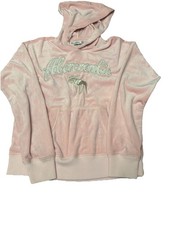 Abercrombie  Fitch Kids Velour Hoodie Pink Moose Pullover Metallic Girls 11/12