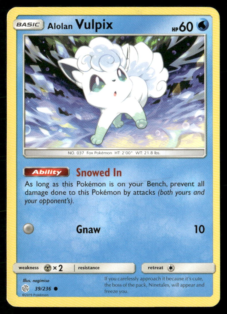 Alolan Vulpix 39/236 Common Cosmic Eclipse Pokemon Lightly Played