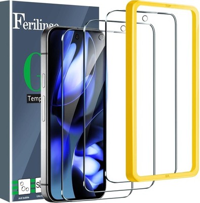 Google Pixel 9a HD Bubble-Free Screen Protector 9H Tempered Glass Clear 3 Pack