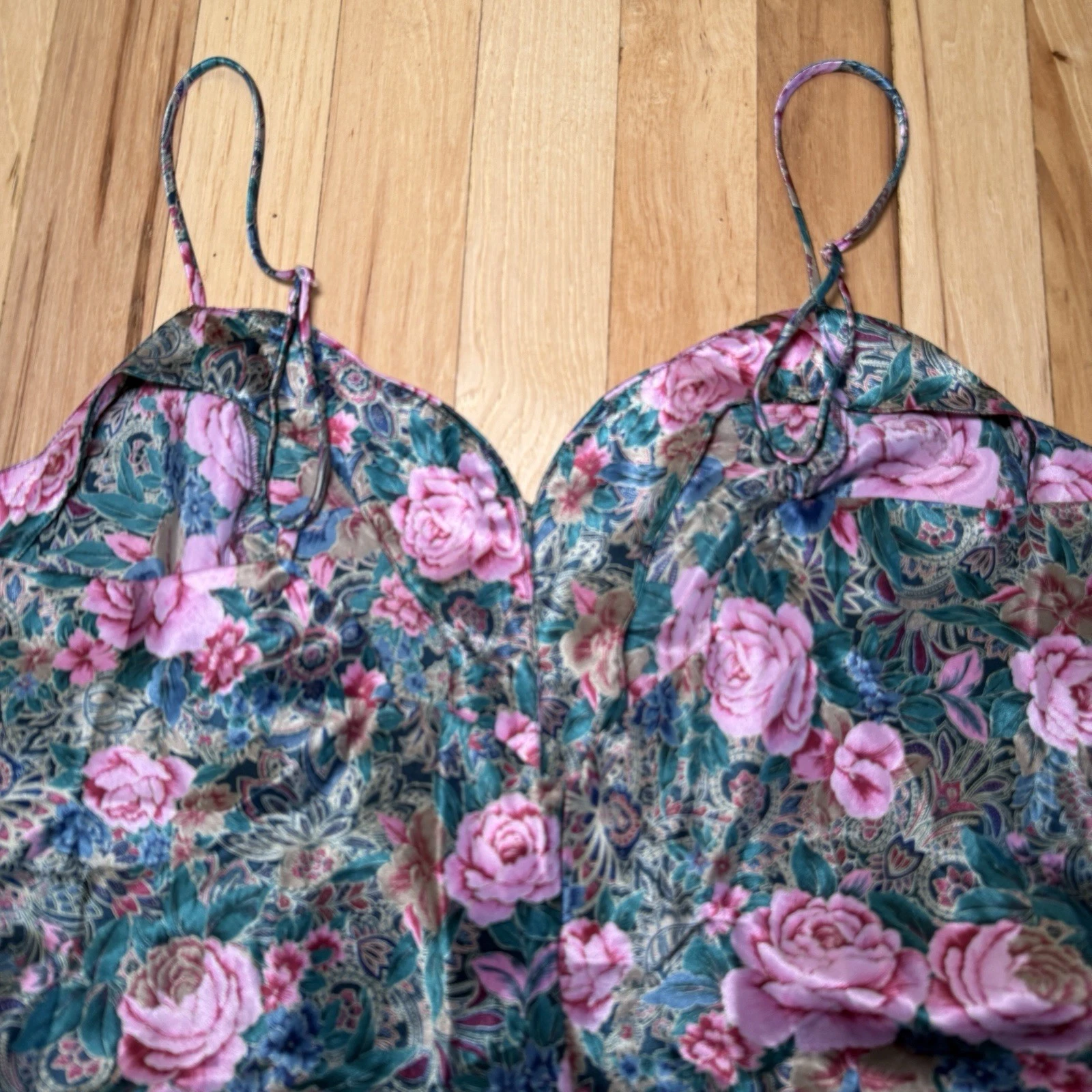 UNDERCOVER Abito Victoria's Secret Vintage Etichetta Oro Raso Floreale Slip Grande