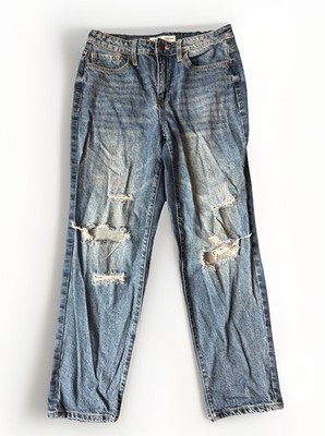 YMI Mom Jeans Juniors Blue Dream Collection Denim Distressed Size 9