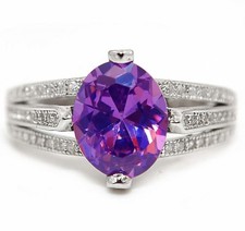 3CT Amethyst  Topaz 925 Solid Sterling Silver Ring Jewelry Sz 6