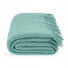 Mint Green Throw Blanket 55x79in Wool 80 Boucl Throw for Couch, Bed, Garden