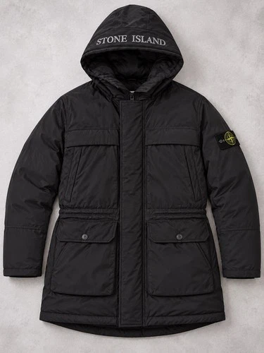 New Stone Island Micro Reps Down Parka Jacket – Black, Size L image 9